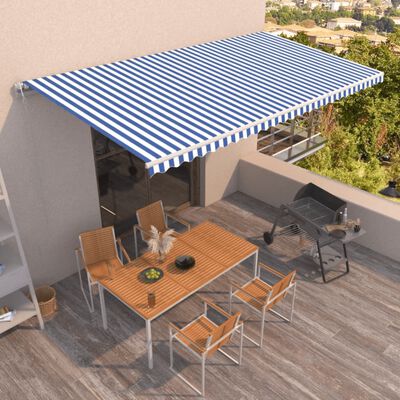 vidaXL Automatic Retractable Awning 600x350 cm Blue and White