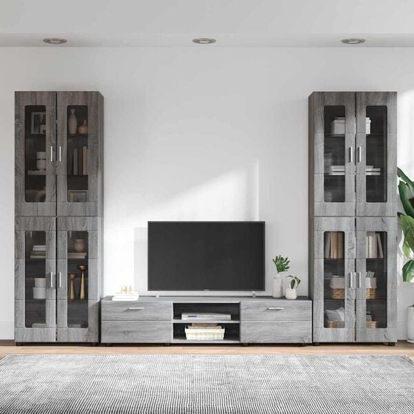 vidaXL TV Cabinet Set with Drawer Grey Sonoma Engineered Wood