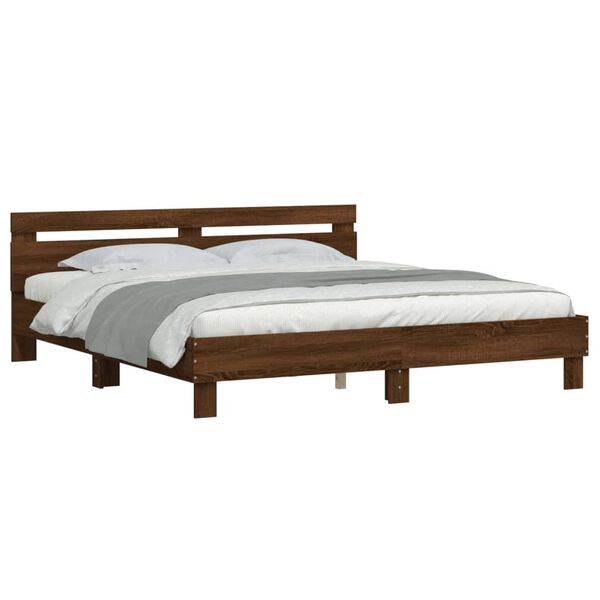 vidaXL Bed Frame without Mattress Brown Oak 200x200 cm