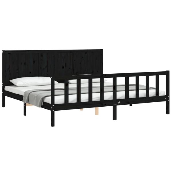 vidaXL Bed Frame without Mattress Black 200x200 cm Solid Wood Pine