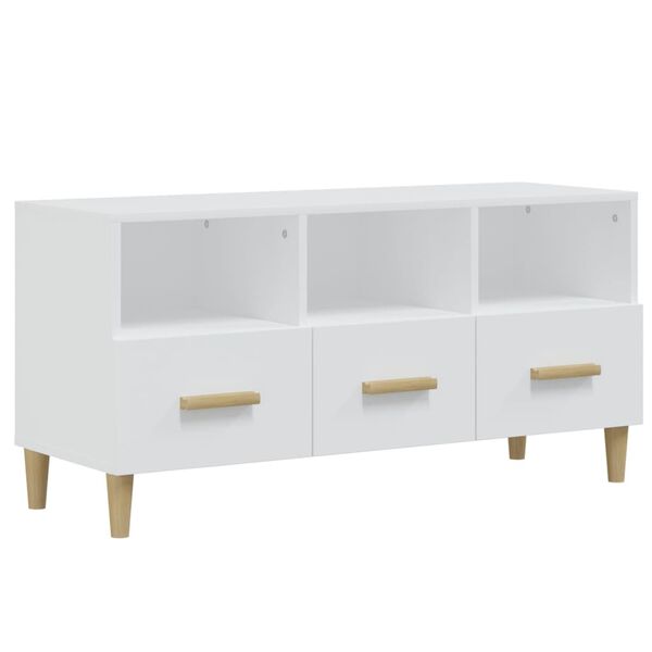 vidaXL TV Cabinet High Gloss White 102x36x50 cm Engineered Wood