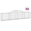 vidaXL Arched Gabion Baskets 8 pcs 300x30x60/80 cm Galvanised Iron