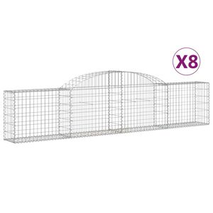 vidaXL Arched Gabion Baskets 8 pcs 300x30x60/80 cm Galvanised Iron