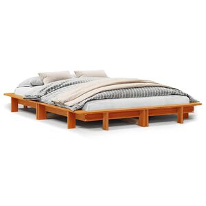 vidaXL Bed Frame without Mattress Wax Brown 120x190 cm Small Double Solid Wood Pine