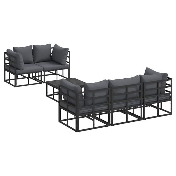 vidaXL Garden Sofa Set with Cushion 6 pcs Black Aluminium
