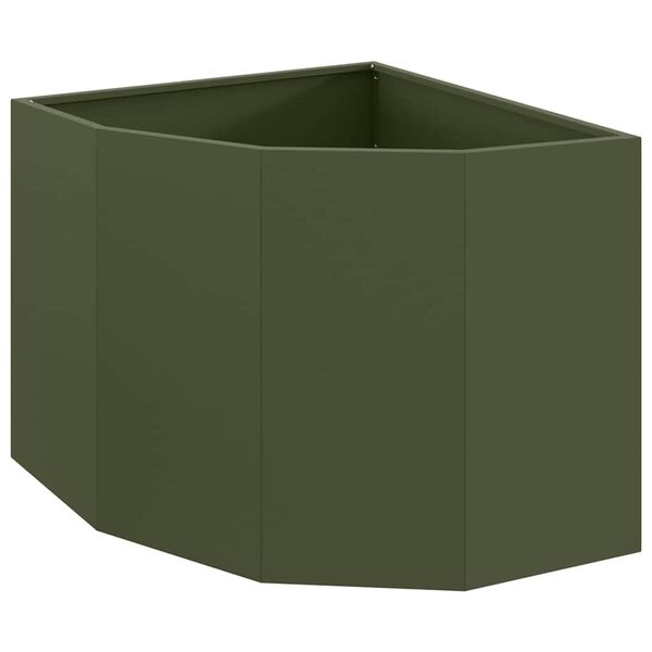vidaXL Corner Planter Olive green 60 x 60 x 50 cm Steel