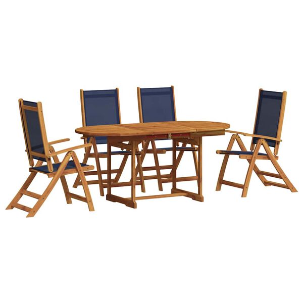 vidaXL 5 Piece Garden Dining Set Solid Wood Acacia and Textilene