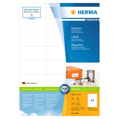 HERMA Permanent Labels PREMIUM A4 70x37 mm 100 Sheets