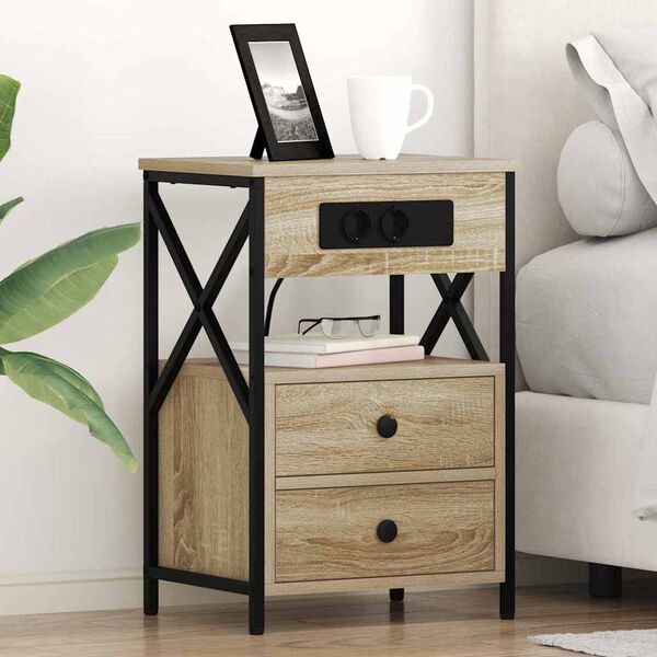 vidaXL Bedside Cabinet Sonoma Oak 40 x 31 x 60 cm Engineered Wood