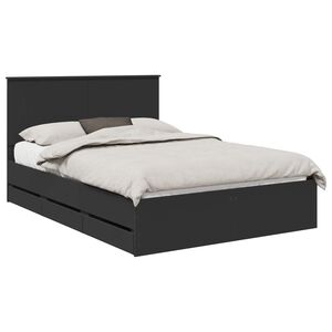 vidaXL Bed Frame with Drawer Black 135 x 190 cm Engineer Wood