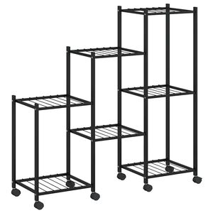 vidaXL Flower Stand with Wheels 83x25x83.5 cm Black Iron