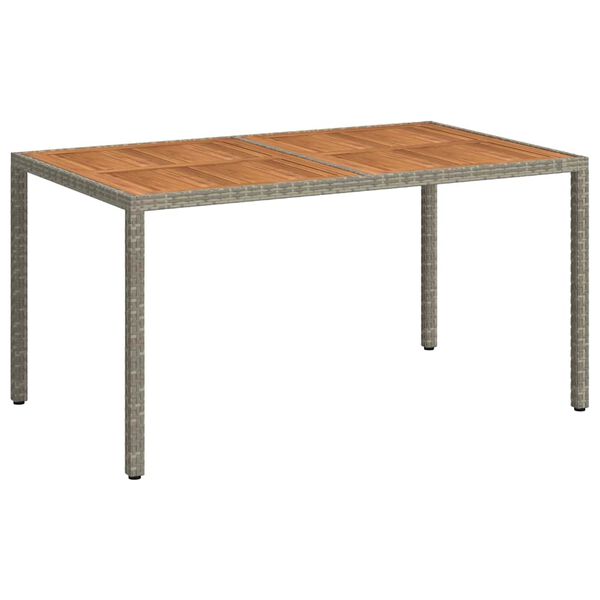 vidaXL Garden Table 150x90x75 cm Poly Rattan and Acacia Wood Grey