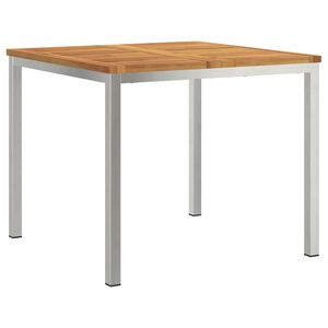 vidaXL Dining Table 90x90x75 cm Solid Acacia Wood and Stainless Steel