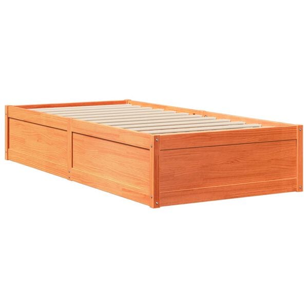 vidaXL Bed Frame without Mattress Wax Brown 90x200 cm Solid Wood Pine