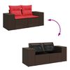 vidaXL 7 Piece Garden Sofa Set with Cushions Brown Poly Rattan Acacia