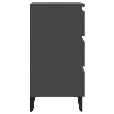 vidaXL Bed Cabinet with Metal Legs 2 pcs Grey 40x35x69 cm