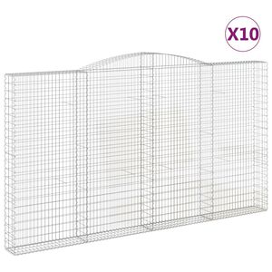 vidaXL Arched Gabion Baskets 10 pcs 400x30x220/240 cm Galvanised Iron