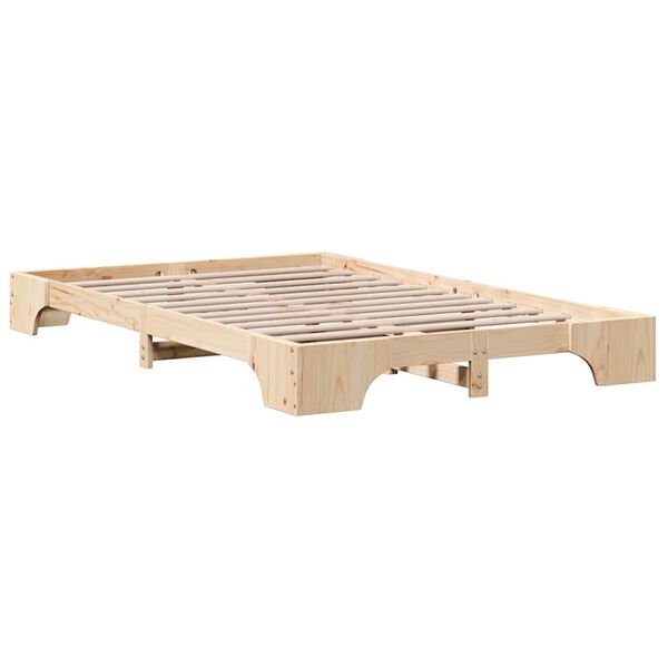 vidaXL Bed Frame Natural 140 x 190 cm Solid Pine Wood