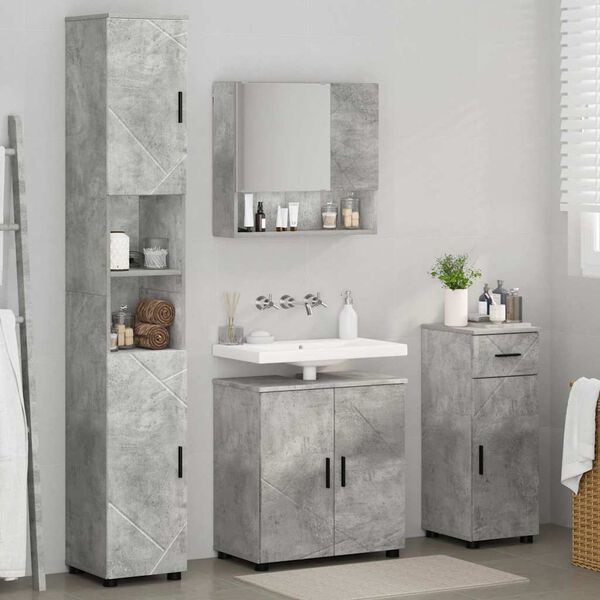 vidaXL Bathroom Furniture Set with Drawer 4 pcs Concrete Grey