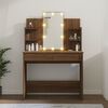 vidaXL Dressing Table with LED Brown Oak 96x40x142 cm
