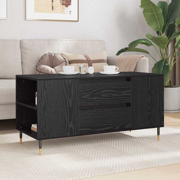vidaXL Coffee Table Black Oak 102 x 44.5 x 50 cm Engineered Wood