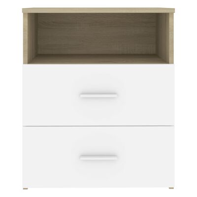 vidaXL Bed Cabinets 2 pcs Sonoma Oak and White 50x32x60cm