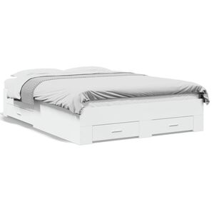vidaXL Bed Frame with Drawers without Mattress White 140x190 cm