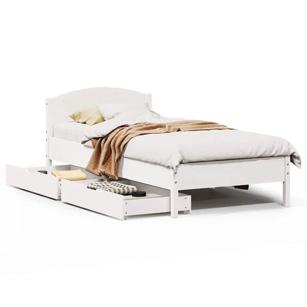 vidaXL Bed Frame without Mattress White 75x190 cm Small Single Solid Wood Pine