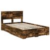 vidaXL Bed Frame with Drawer Smoked Oak 135 x 190 cm Engineered Wood