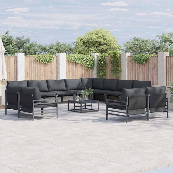 vidaXL Garden Sofa Set Anthracite Steel