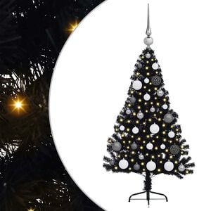 vidaXL Artificial Pre-lit Christmas Tree Black 120 cm PVC