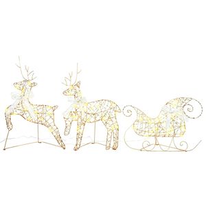 vidaXL LED Reindeers 3 pcs 60 LEDs Warm White 44.5 x 18 x 66 cm PET