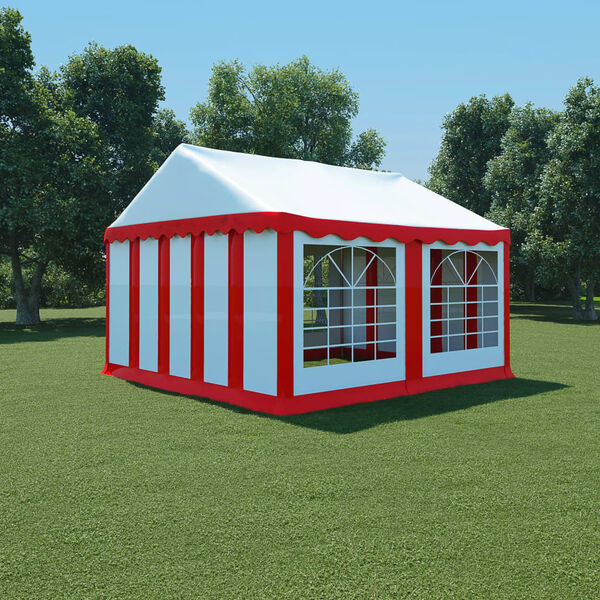 vidaXL Marquee Fabric 4x4 m Red and White