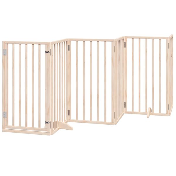 vidaXL Dog Gate with Door Foldable 12 Panels 600 cm Poplar Wood