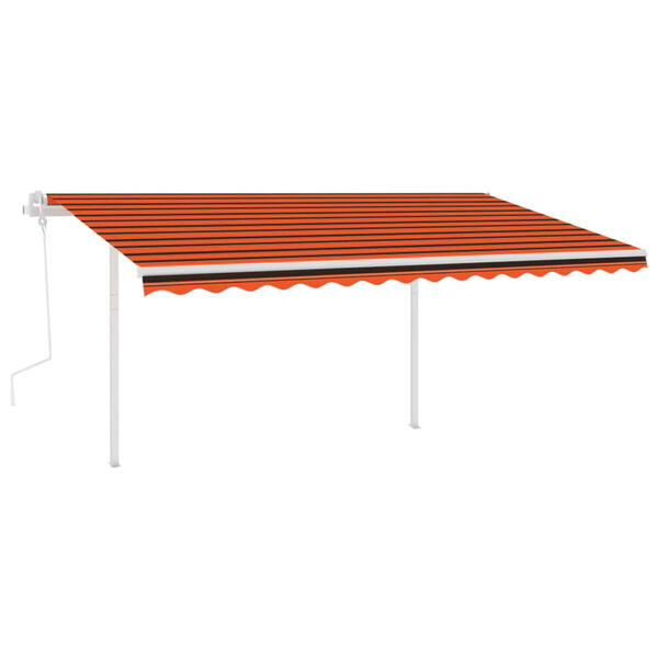 vidaXL Manual Retractable Awning with Posts 4.5x3.5 m Orange and Brown