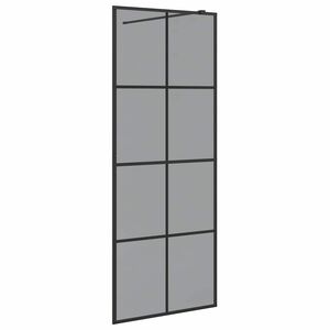 vidaXL Walk-in Shower Wall Black 80 x 195 cm Tempered Glass