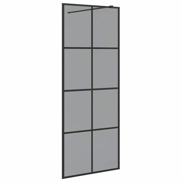 vidaXL Walk-in Shower Wall Black 80 x 195 cm Tempered Glass