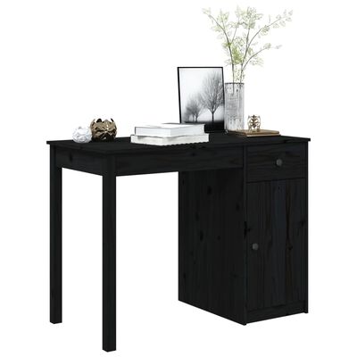 vidaXL Desk Black 100x50x75 cm Solid Wood Pine