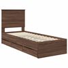 vidaXL Bed Frame with Drawer Brown Oak 75 x 190 cm Engineer Wood