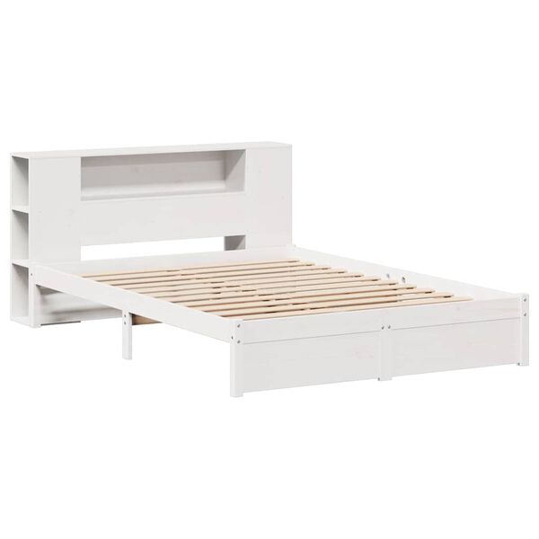 vidaXL Bookcase Bed without Mattress White 140x190cm Solid Wood Pine