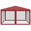 vidaXL Party Tent with 8 Mesh Sidewalls Red 4x4 m HDPE