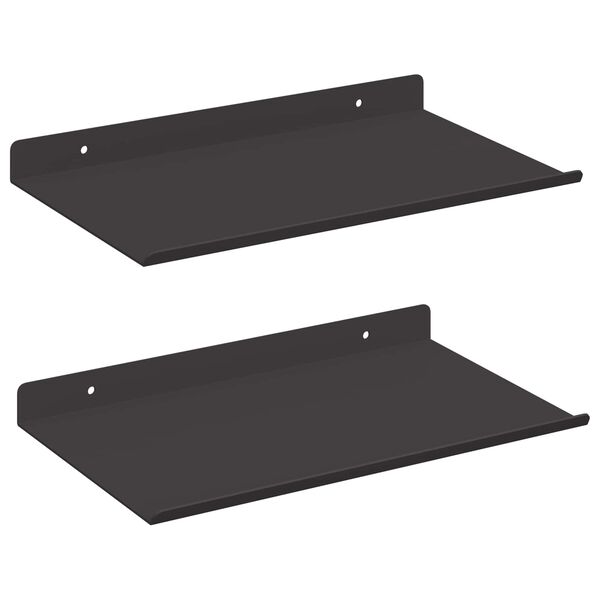 vidaXL Wall Shelf with Shelf 2 pcs Black 30 x 17.5 x 2.5 cm
