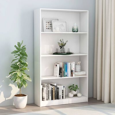 vidaXL 4-Tier Book Cabinet White 80x24x142 cm Engineered Wood