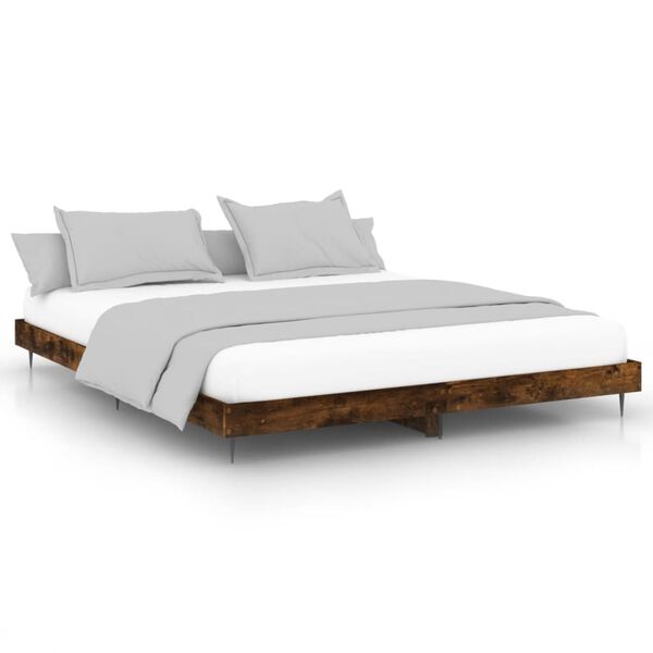 vidaXL Bed Frame without Mattress Smoked Oak 120x200 cm Engineered Wood