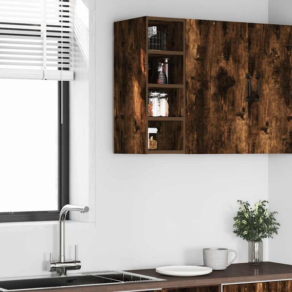 vidaXL Hanging Cabinet Riga Smoked Oak 20x29.5x60 cm Engineered Wood