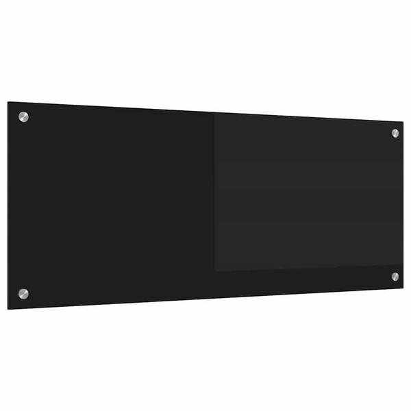 vidaXL Kitchen Backsplash Black 100 x 40 cm Tempered Glass