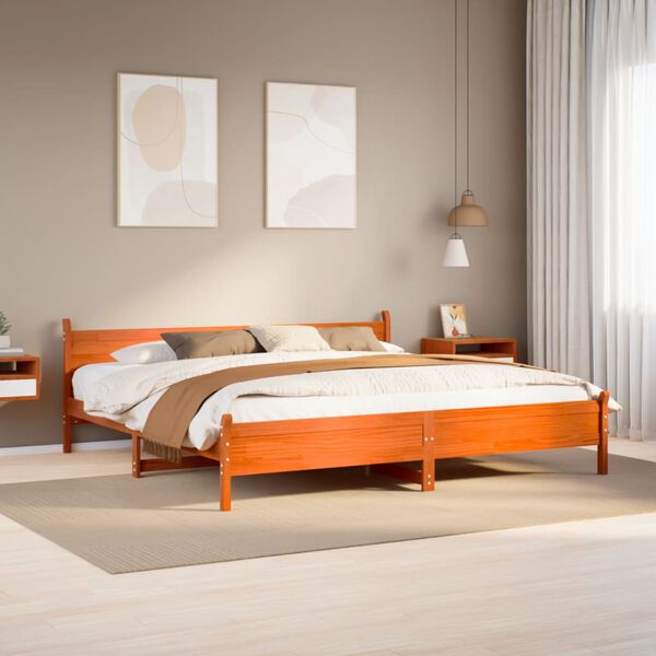 vidaXL Bed Frame without Mattress Wax Brown 200x200 cm Solid Wood Pine