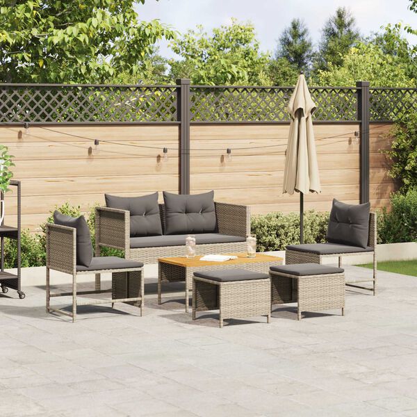vidaXL Garden Sofa Set 6 pcs Light grey and dark grey Poly Rattan