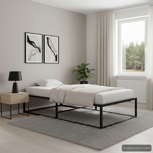 vidaXL Bed Frame without Mattress Black Metal 90x200 cm