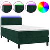 vidaXL Box Spring Bed with Mattress&LED Dark Green 80x200cm Velvet